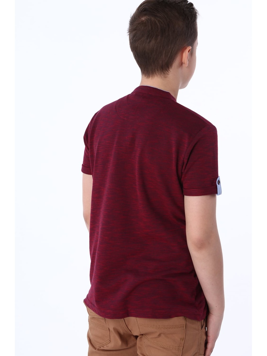 Jungen-T-Shirt mit Knöpfen, Burgunderrot NDZ8417 – Online-Shop – Boutique